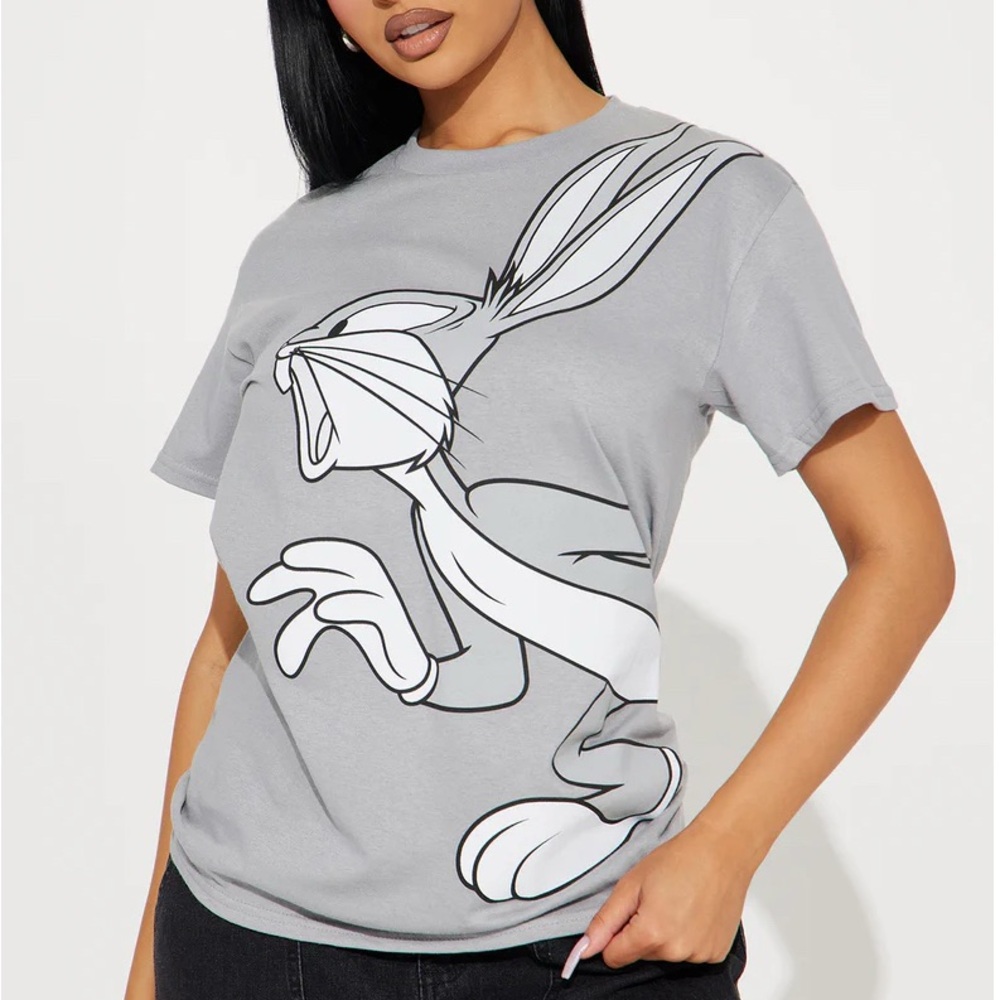 Bugs Bunny Jumbo Print Graphic Tee - Grey Sz XL